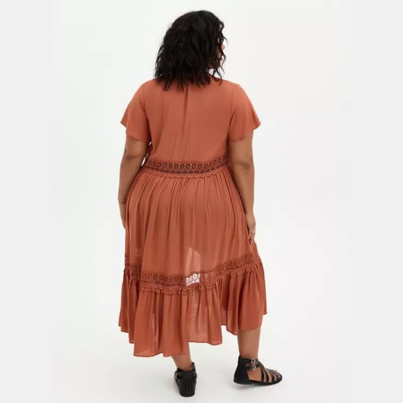 Torrid Duster Length Kimono, Rust, Size 2 - Picture 3 of 9